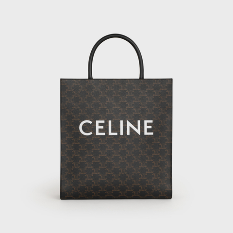 MEDIUM VERTICAL CABAS IN TRIOMPHE CANVAS WITH CELINE PRINT BLACK